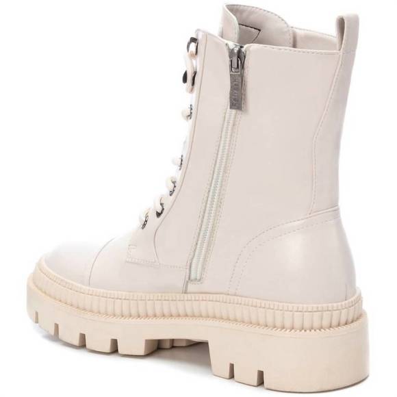 NEW XTI women's combat boots in open white - Picture 3 of 4